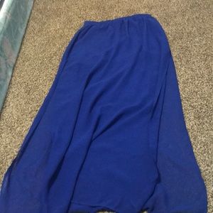 Dark Blue Maxi Skirt With Slits On Both Sides